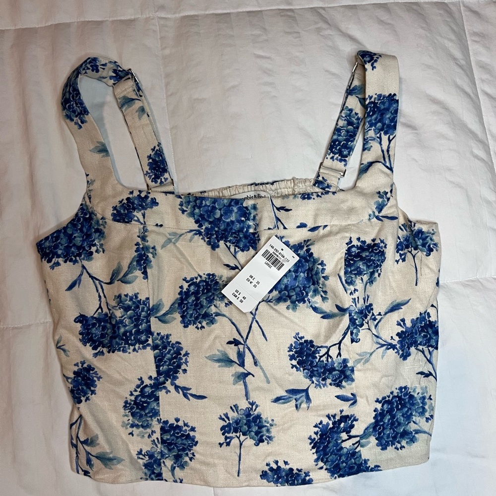Abercrombie & Fitch Blue Floral Tank Top